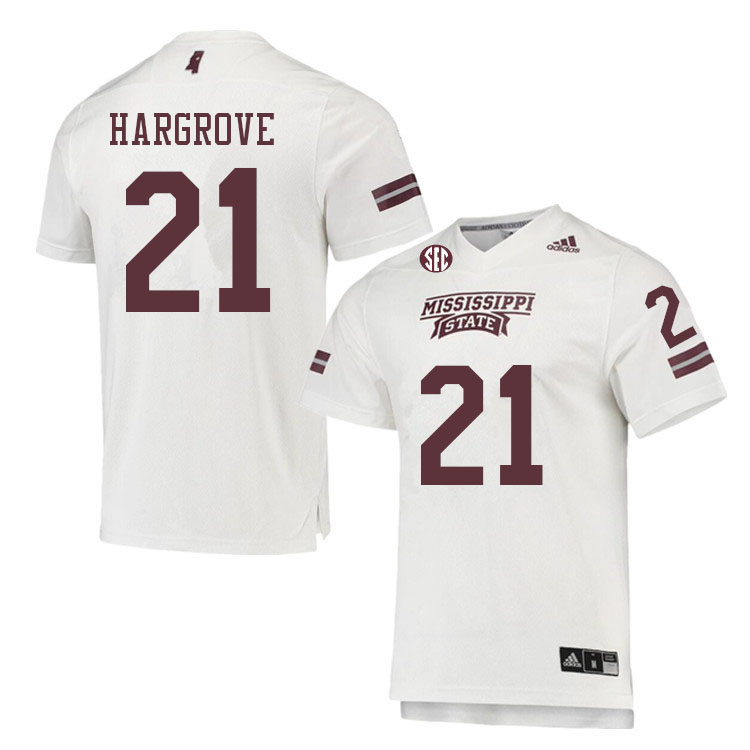 Men #21 Ketravion Hargrove Mississippi State Bulldogs College Football Jerseys Sale-White